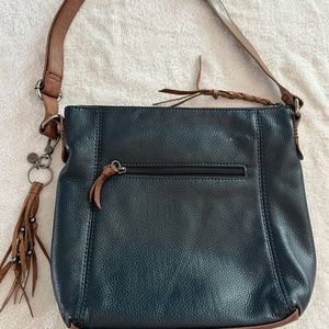 The Sak indigo blue leather crossbody purse. Excellent condition
